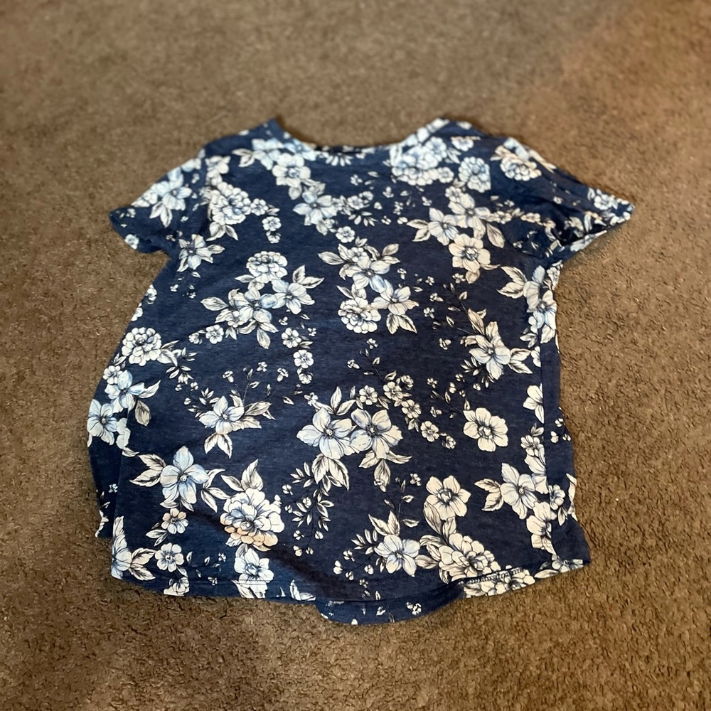 Blue and gray flower shirt